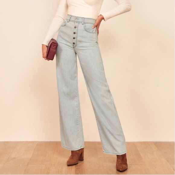 Reformation Denim - Reformation Olive High Waisted Wide Leg Jeans 30